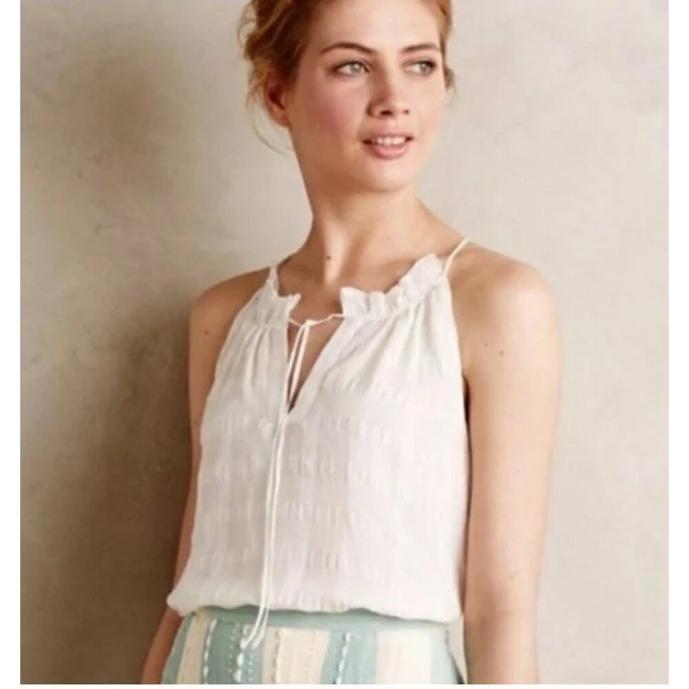 Anthroplogie HD‎ In Paris Shadow Pane Silk Tank Top Size 2 blouse